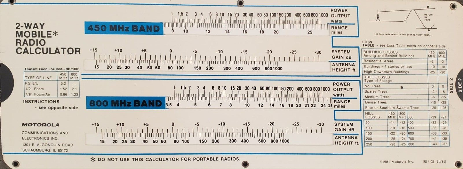 Motorola 2-Way Mobile Radio Calculator Slide Ruler Calculations Vintage 1981 