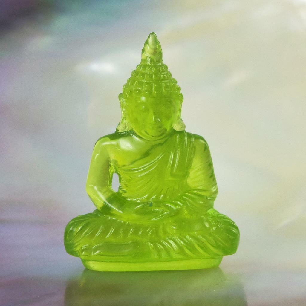 Miniature Image of the Buddha Sculpture Green Chalcedony Carving 19.15 cts