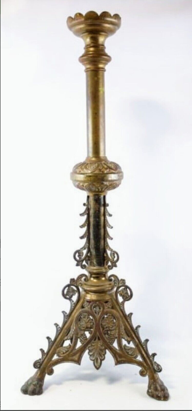 + Large Antique Vintage Middle East Brass Paschal Candlestick