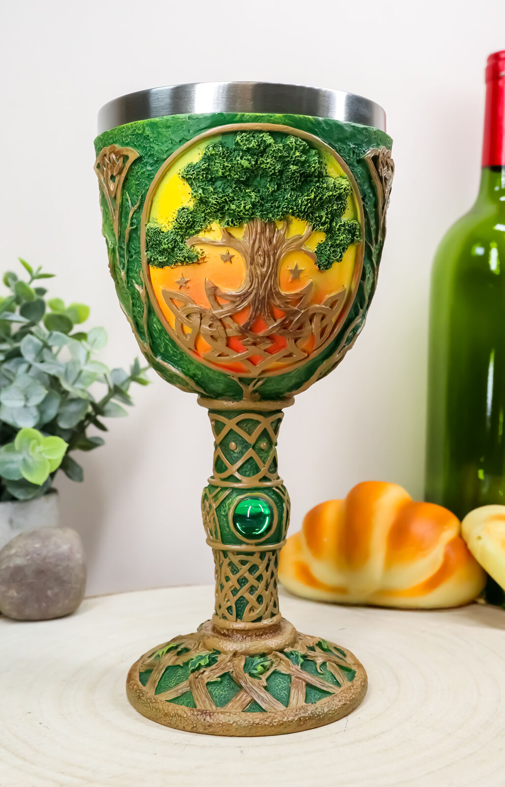 Large Celtic Cosmic Sacred Tree of Life & Creation 8oz Wine Goblet Chalice Cup