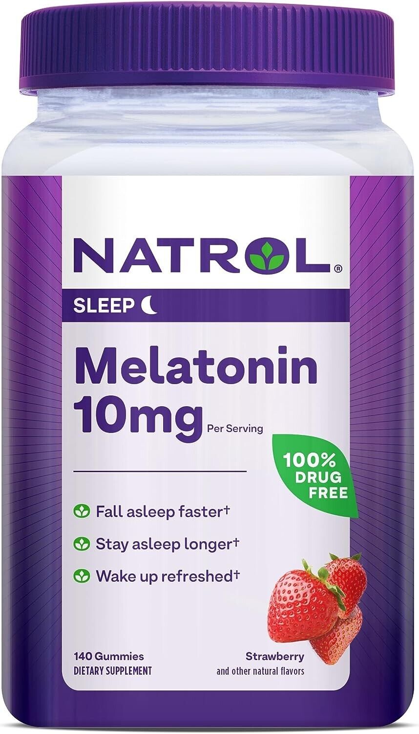 Natrol Melatonin Sleep Aid Gummy,Gelatin Free, 10mg, 140 Count