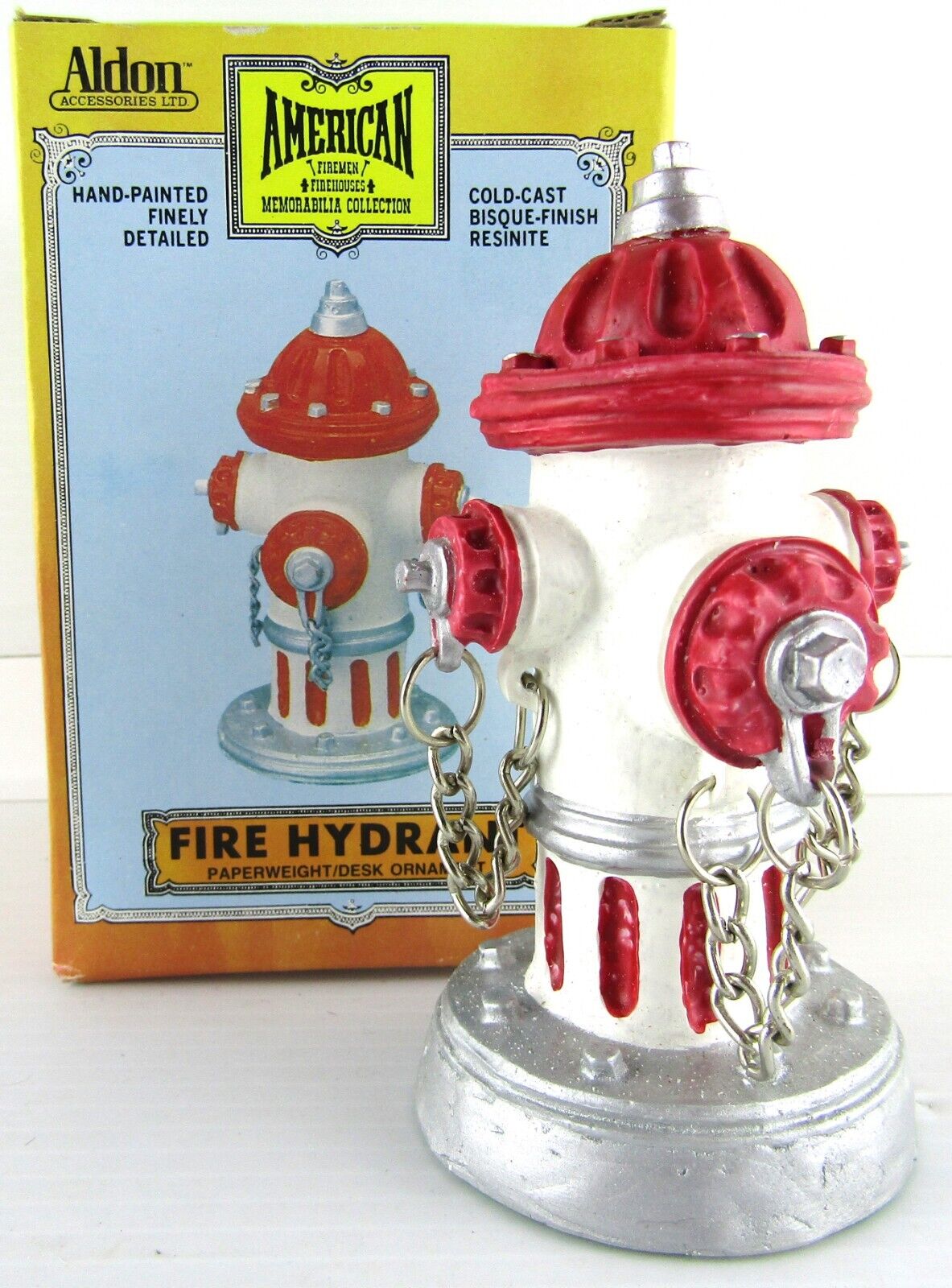 Vintage Aldon Fireman Fire Hydrant Paper Weight Desk Firehouse Collection 1988