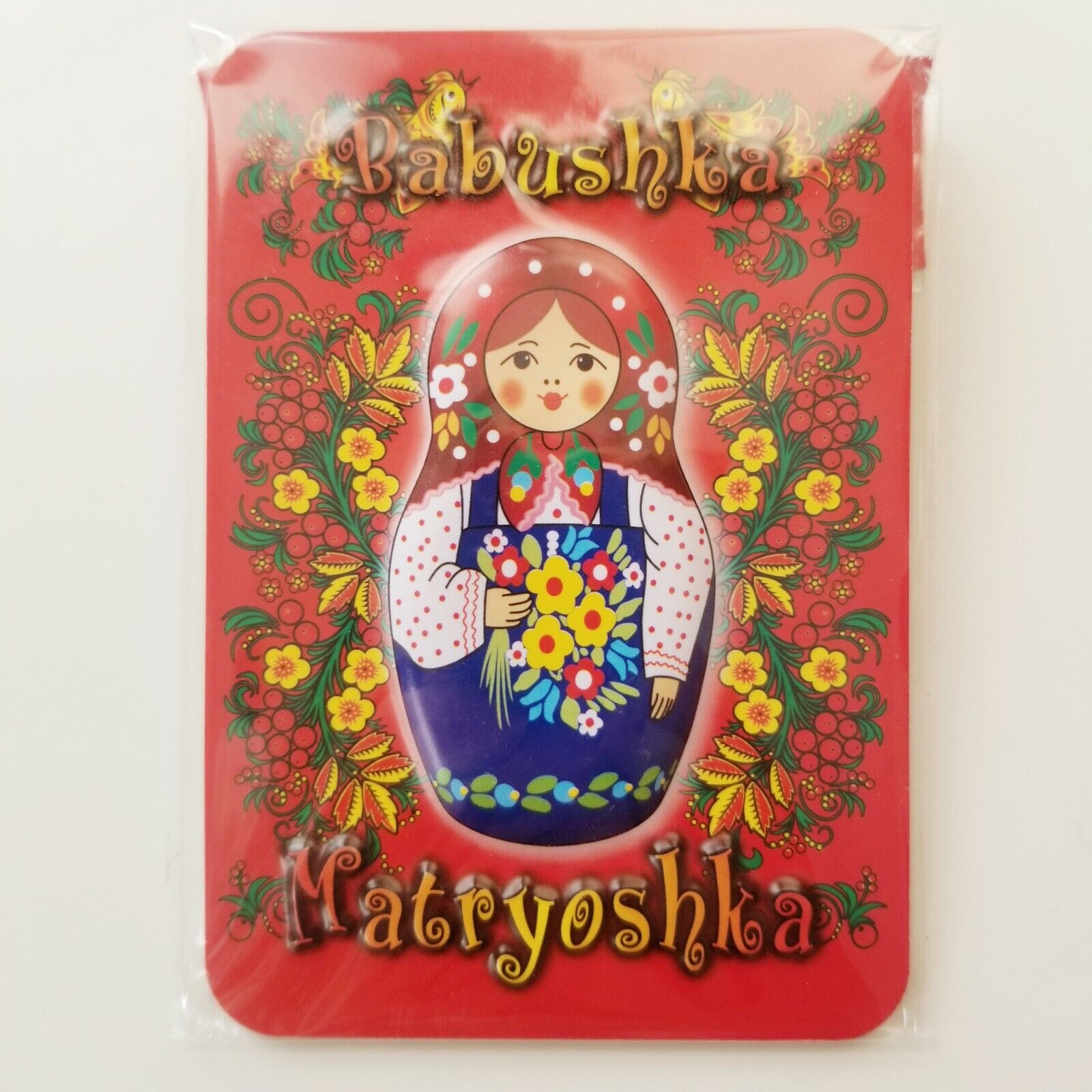 Russian Traditional Babushka Matryoshka Red Nesting Doll Souvenir Fridge Magnet