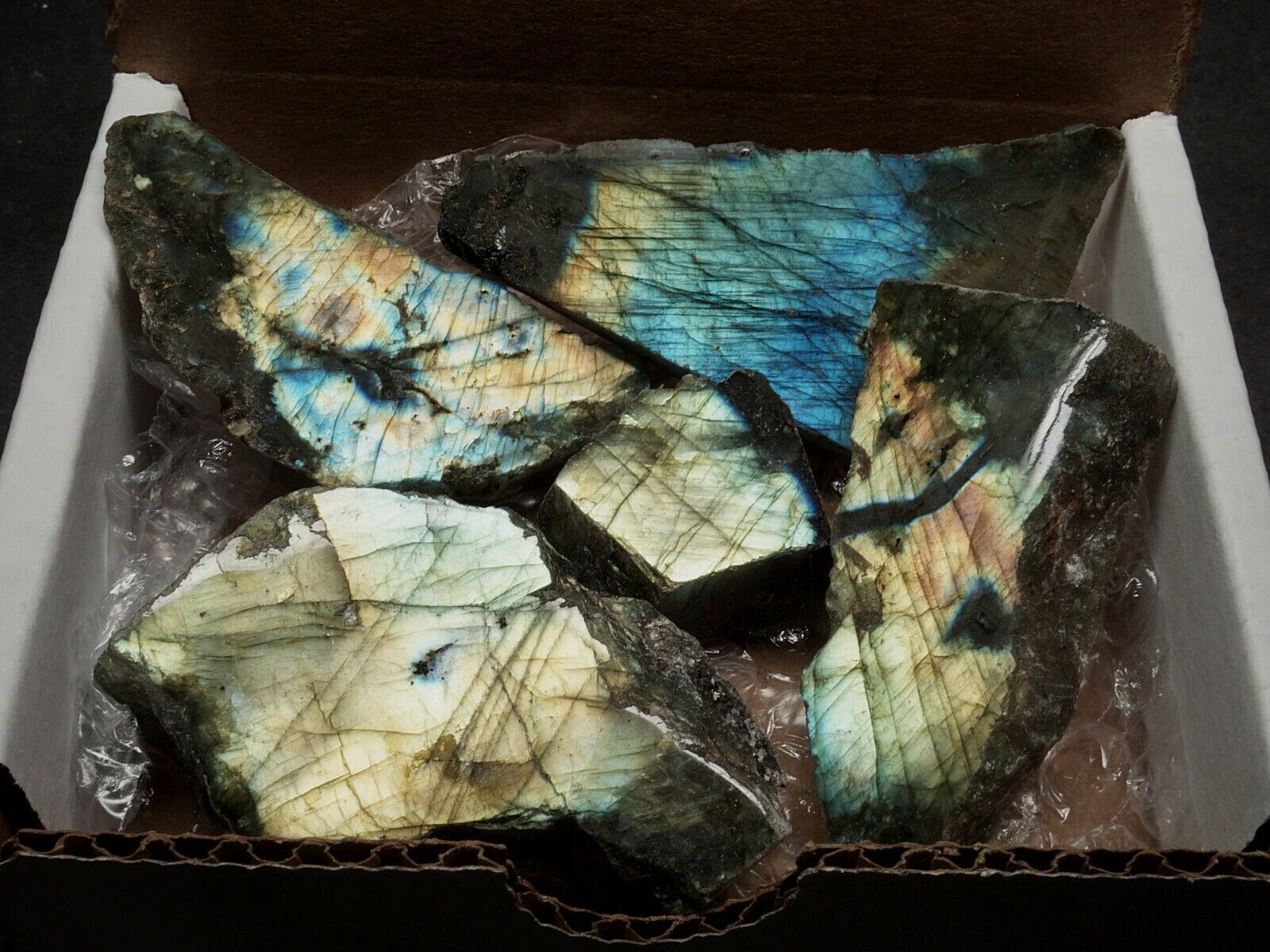 Labradorite 9-10 Oz Feldspar Crystal Polished 1 Side Spectral Flash Cabochons