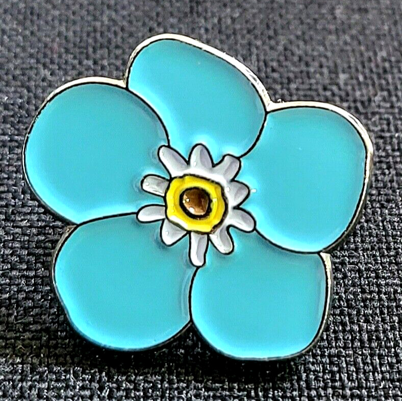 Alzheimer's Awareness Forget Me Not Blue Flower Dementia Enamel Lapel Pin Badge