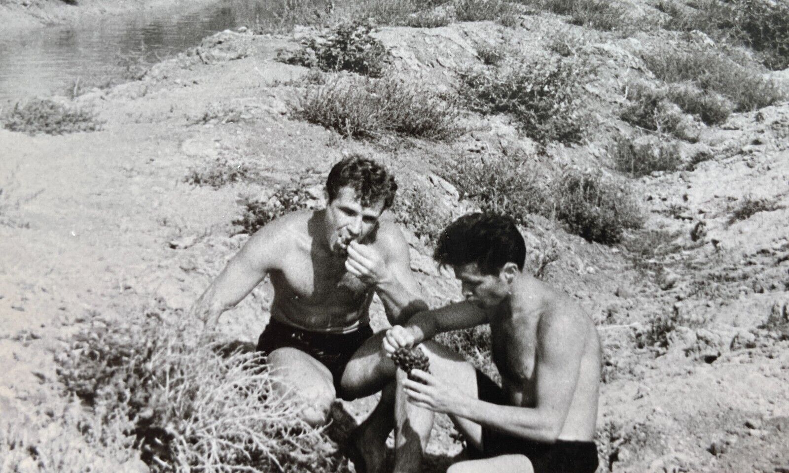 Shirtless Couple Men Handsome Affectionate Young Guys Gay Interest Vintage Photo