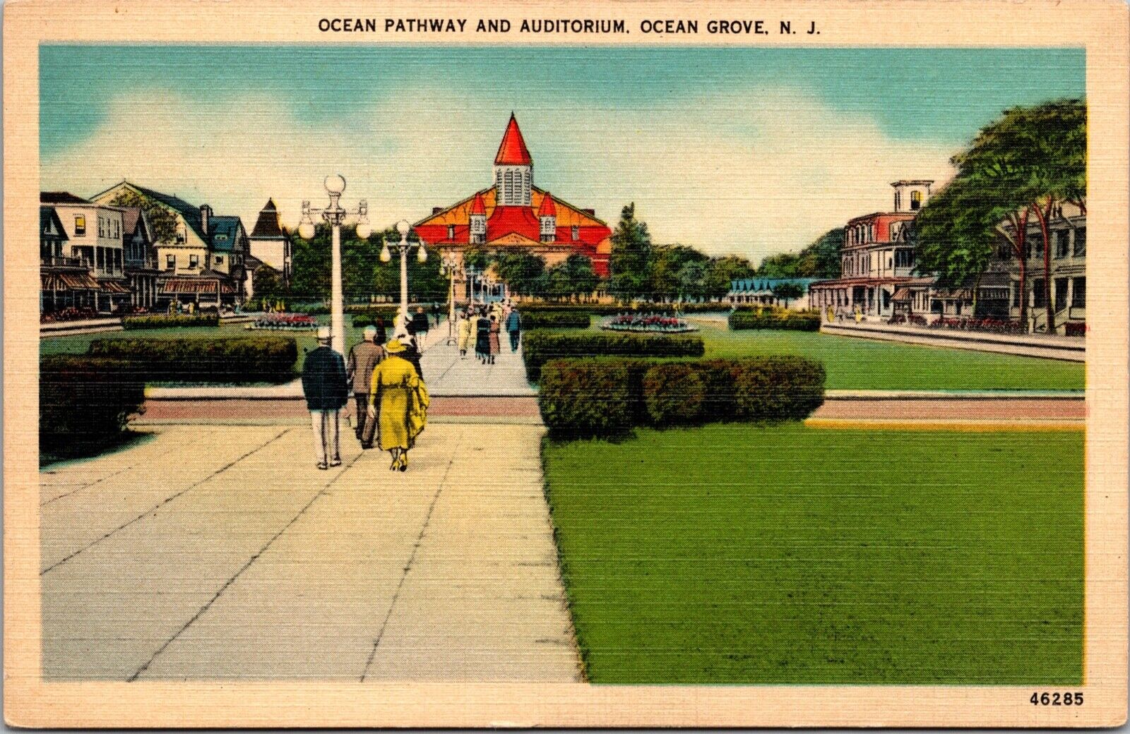 Postcard Ocean Pathway and Auditorium, Ocean Grove NJ