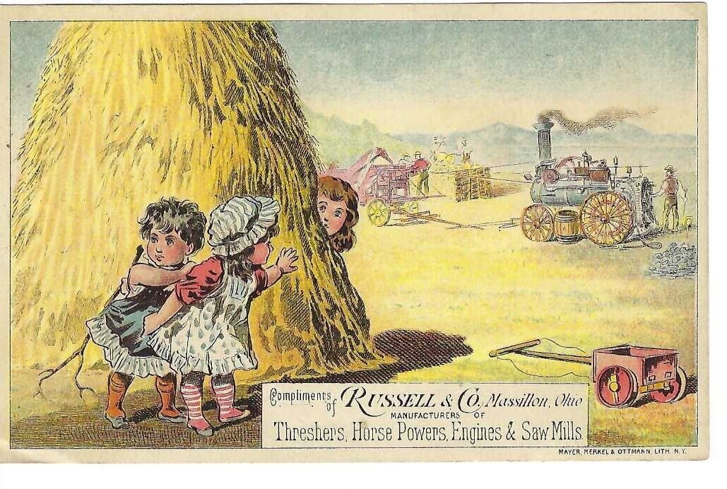 AM-368 OH Massillon Russell Co Threshers Horse Mowers Victorian Trade Card