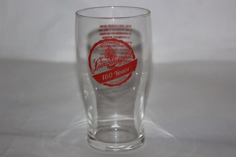 1 LEINENKUGEL'S  PINT BEER GLASS 150 YEAR ANNIVERSARY USA LEINIES CANOE