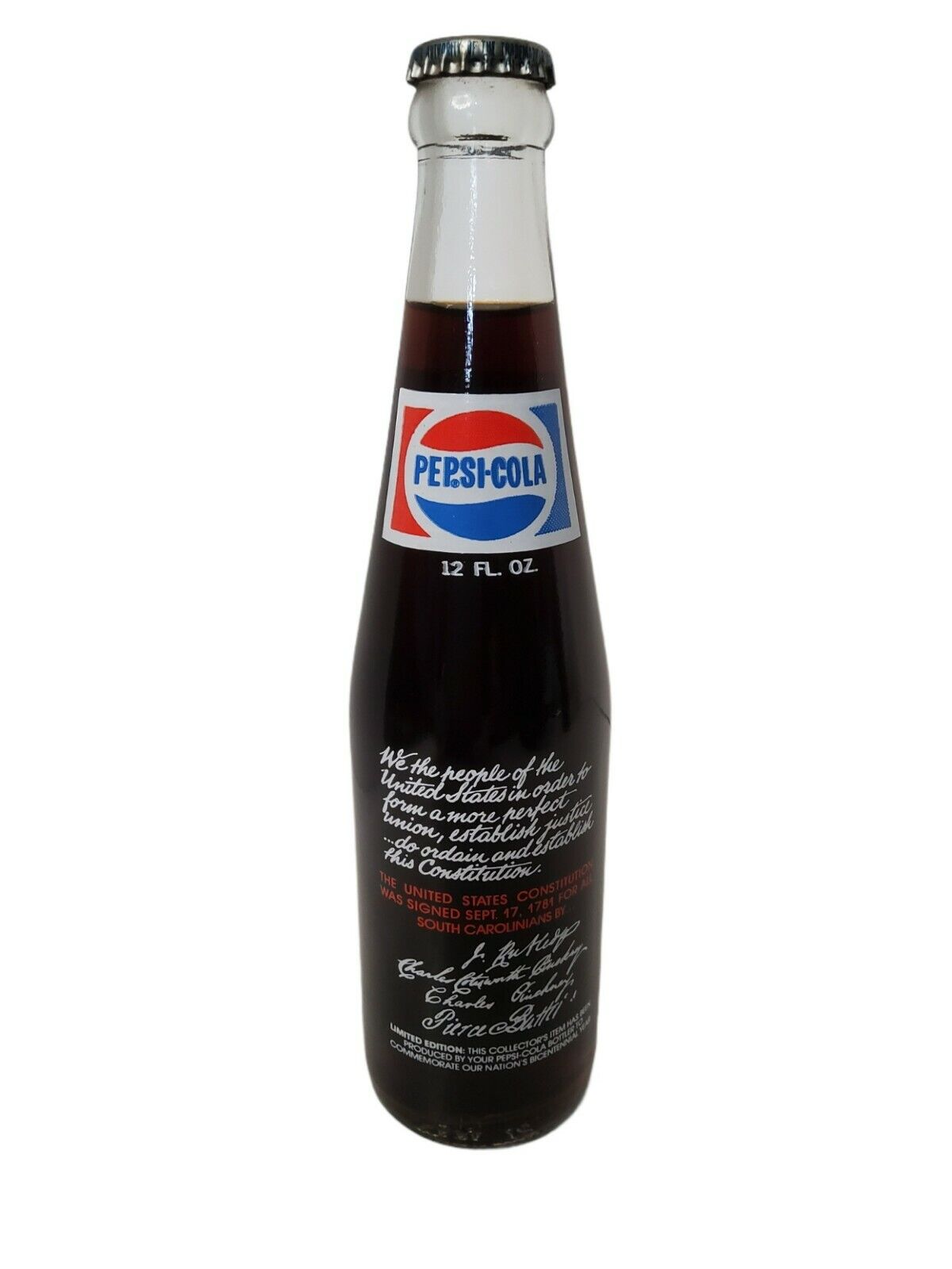 Pepsi Bottle South Carolina # 1 Signed Contribution To The Constitution Of The U