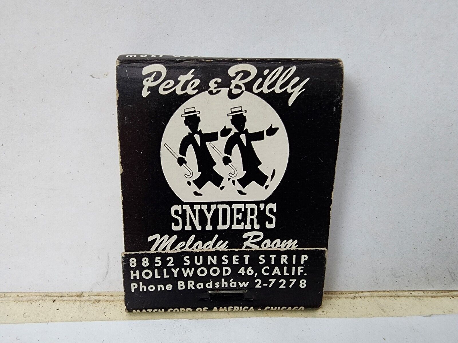 Rare Vintage Matchbook Cover - Pete & Billy Snyder\'s Melody Room Hollywood Viper