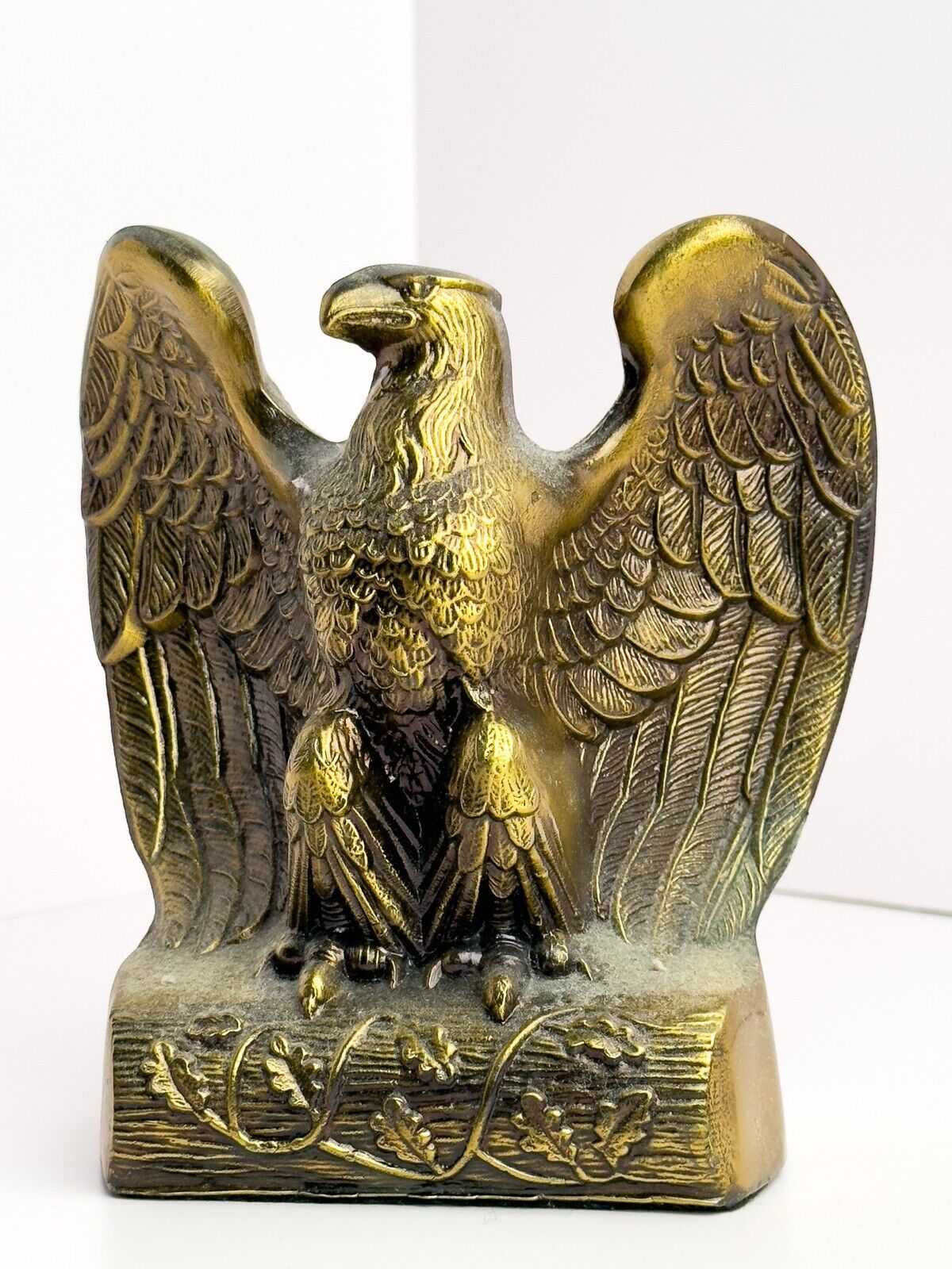 Vintage American Bald Eagle Brass Bookends 7” T x 5” L x 4” W Paperweight