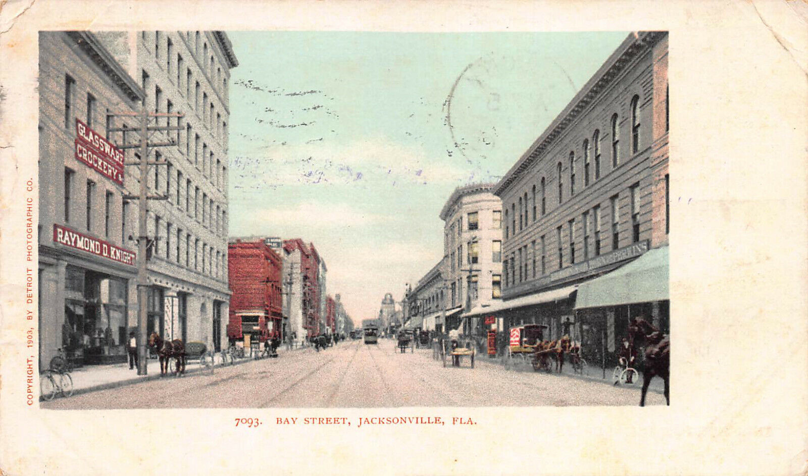 Bay St. Jacksonville, FL,  Postcard, Used in 1905, Detroit Photographic 