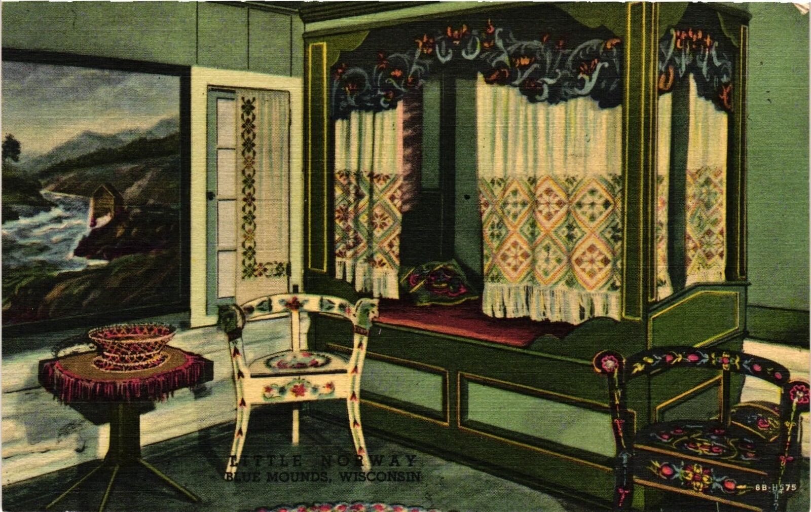 VTG Postcard- . Bedroom. Unused 1920