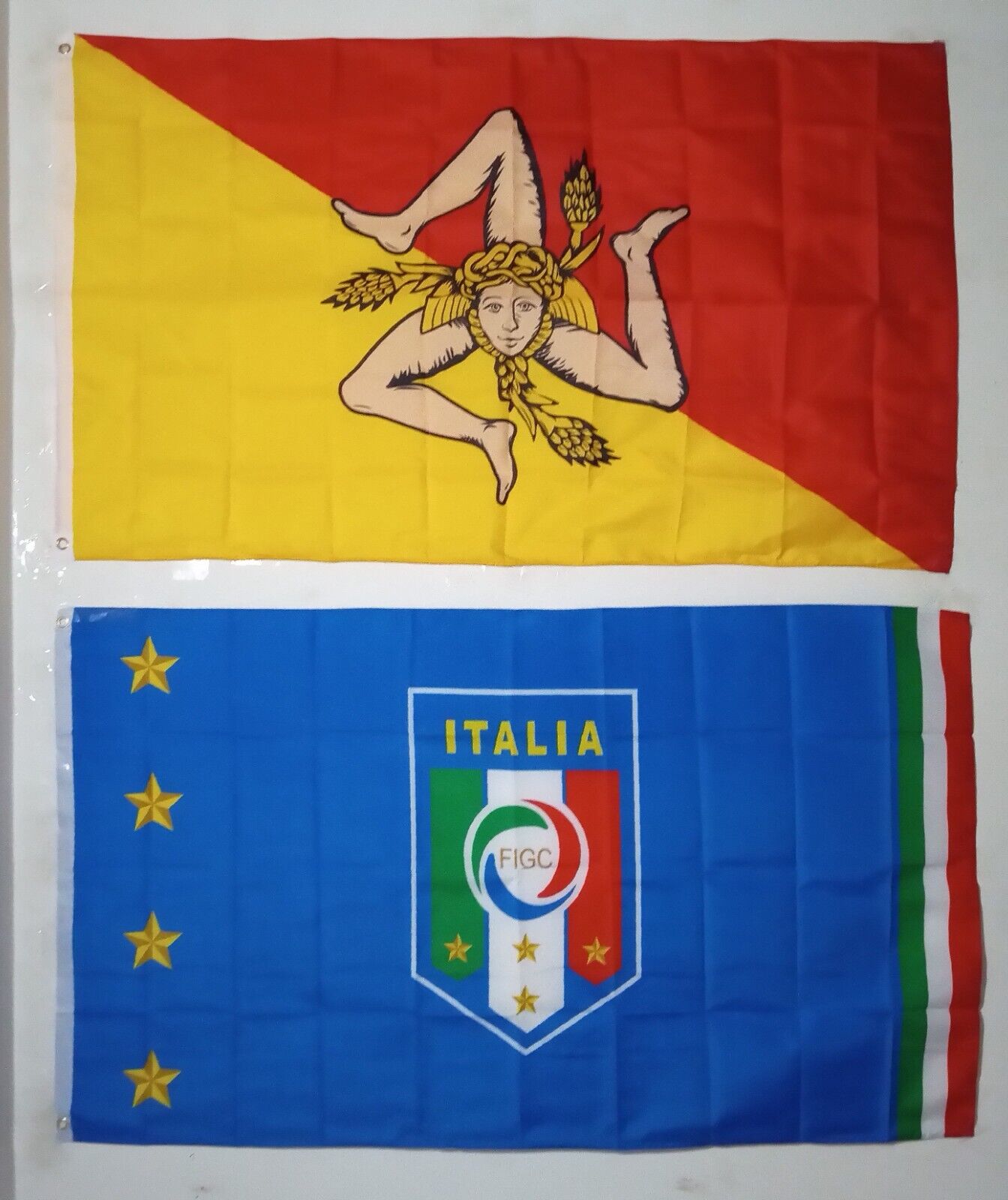 1 ITALY FEDERATION FLAG + 1 SICILIAN FLAG (3X5 FT) $35
