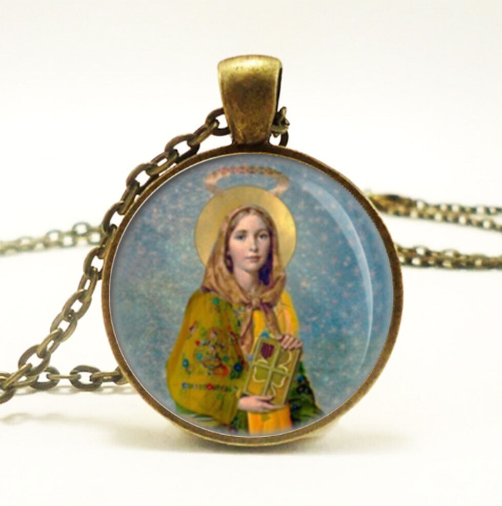 St Dymphna Mental illness Bronze Necklace Catholic Pendant