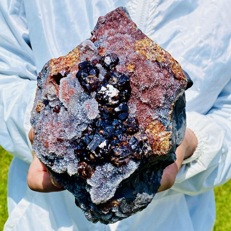 4.68LB Natural garnet and sphalerite symbiotic mineral specimens reiki healing