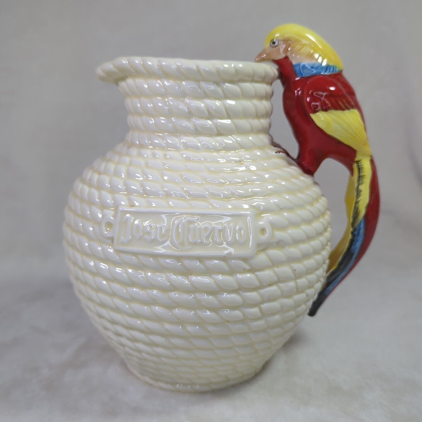 Jose Cuervo Ceramic Pitcher 2 qt Parrot Handle Tequilla Barware 8” Vintage 1984