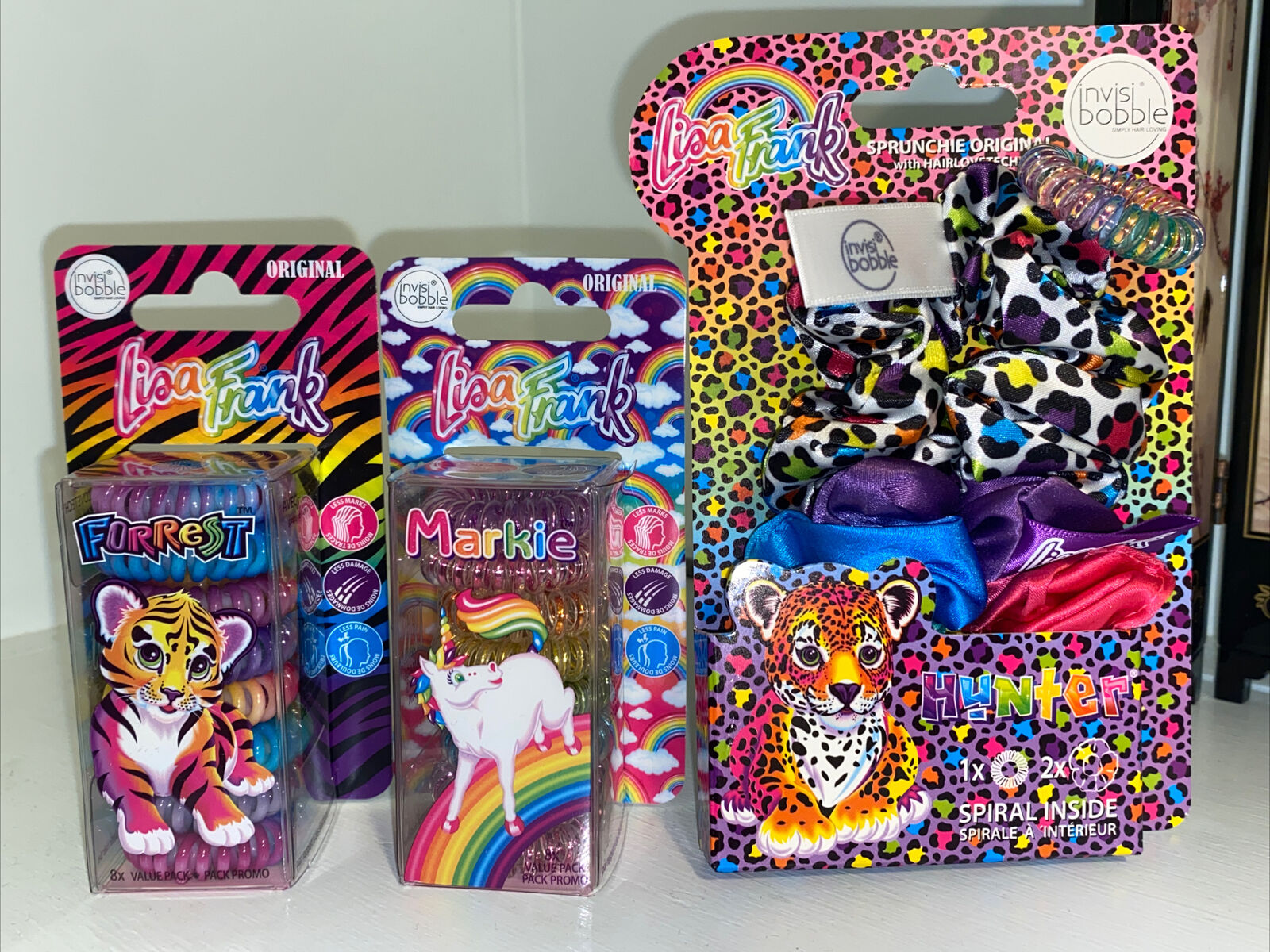 3 Authentic Lisa Frank Lot  19 Piece Hair Scrunchie Spiral Band NeW Girls 2023
