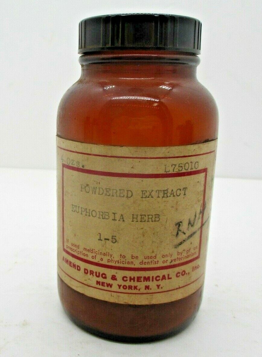 Amend Drug & Chemical Co Euphorbia Herb Bottle Vintage