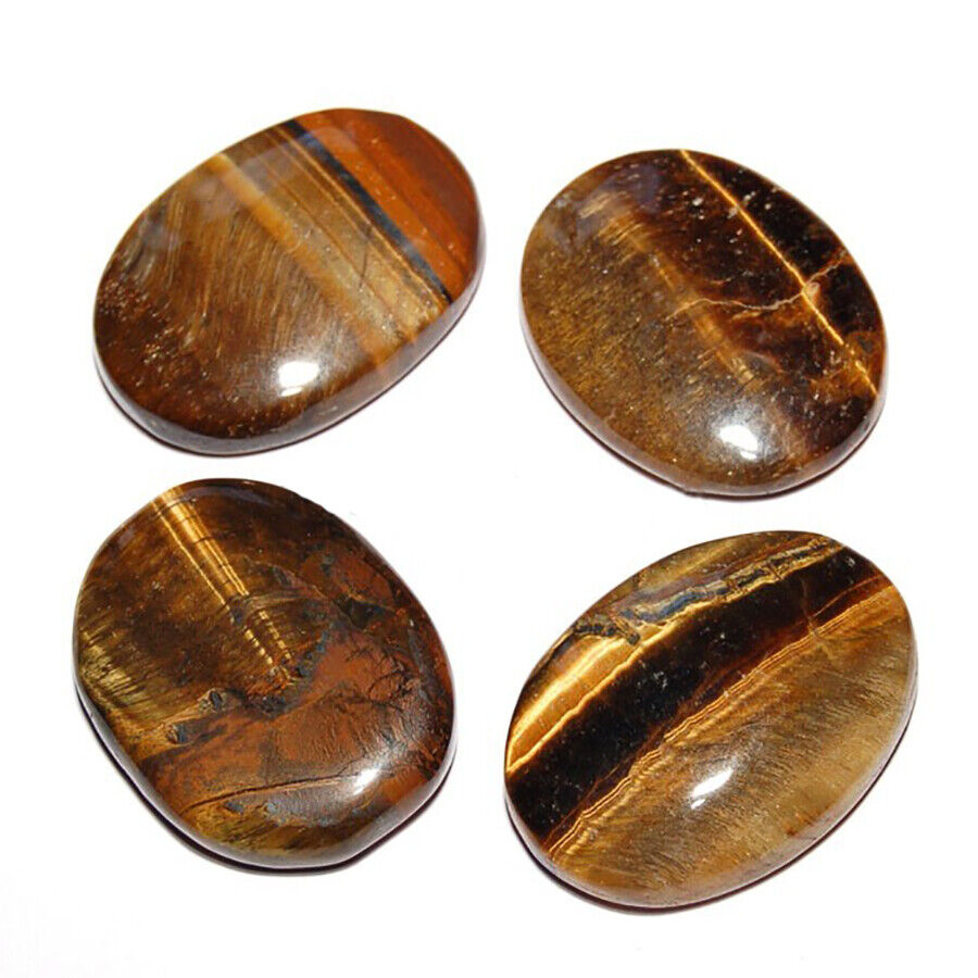 Natural Tigers Eye Palm Stone Golden Rock Crystal Healing Reiki Polished Worry