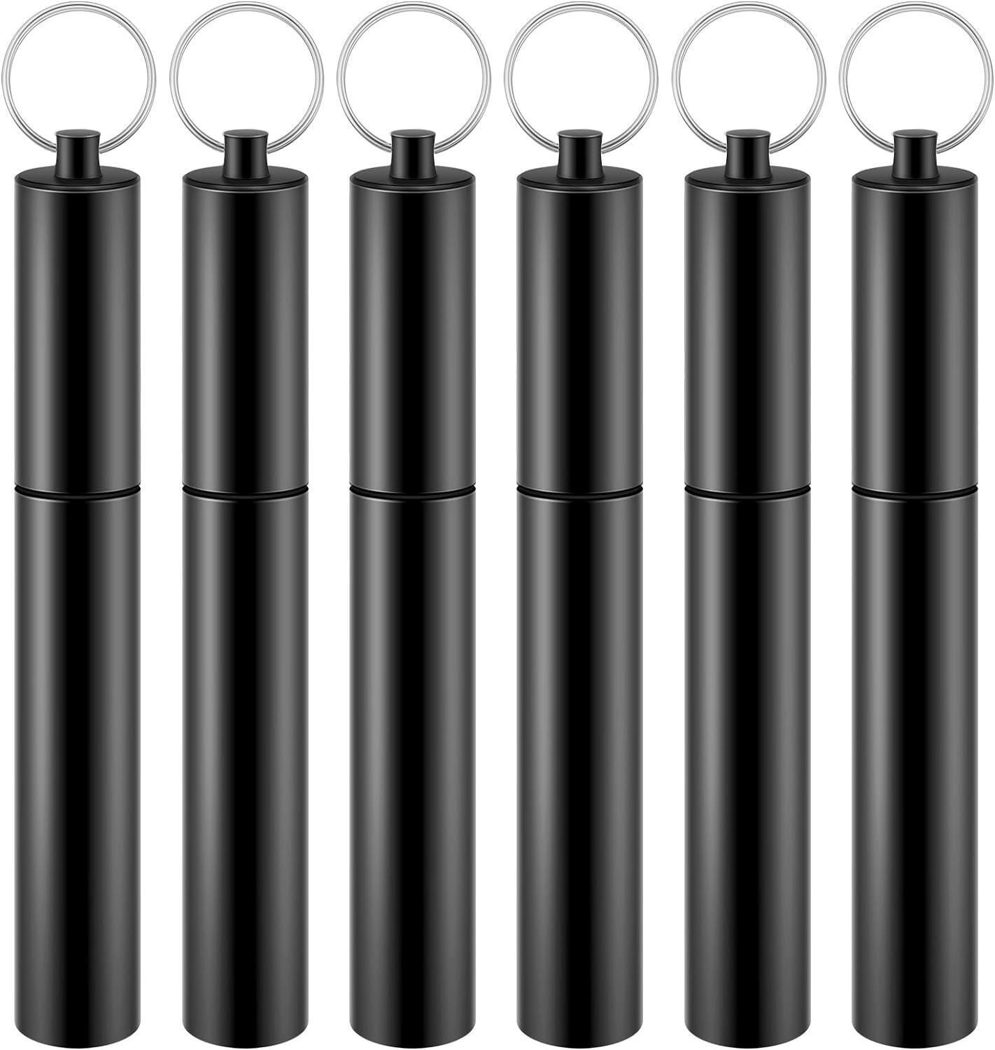 6 Pcs Portable Toothpick Holder Airtight Aluminum Metal Tube Joint Storage Purse