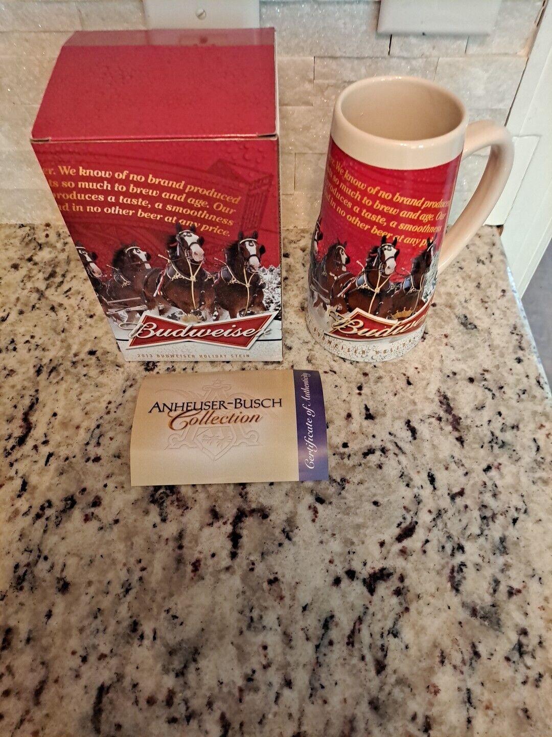 2013 Budweiser Sights of The Season Holiday Stein Beer Christmas Anheuser-Busch 
