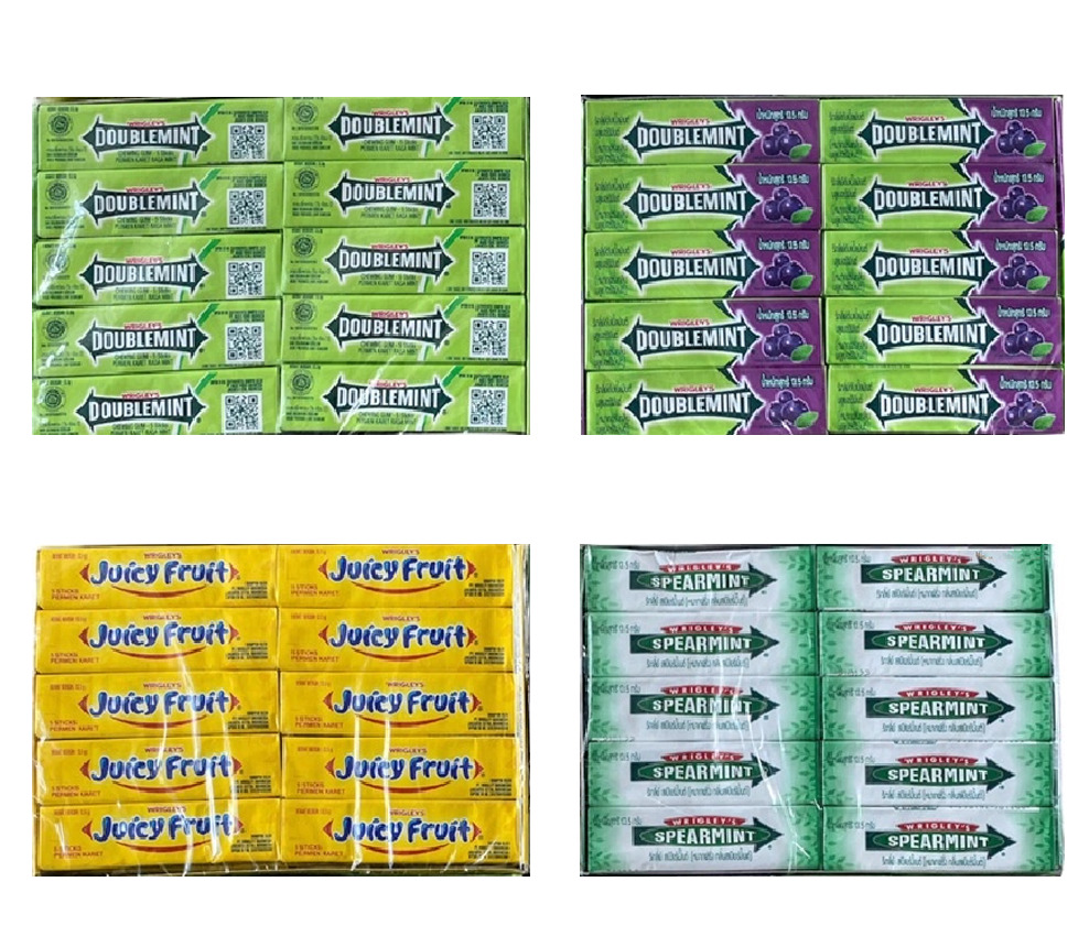 Wrigley\'s Chewing Gum Double mint, Blueberry, Spearmint,Juicy Fruit Bubble Gum