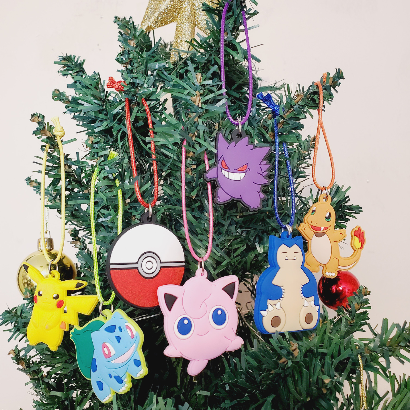 ⚡ Pokemon Christmas tree ornaments 7 piece set ⚡ video game ornaments Pikachu