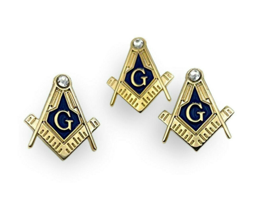 3pcs Freemason Square and Compass Master Mason lapel pin 3rd degree blue lodge