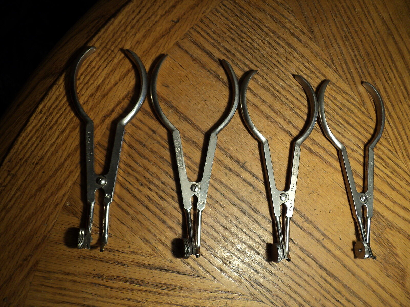 Vintage White Rubber Dam Clamp Forcepts Orthodontic Tool No. 155L 3 Designs 4 pc