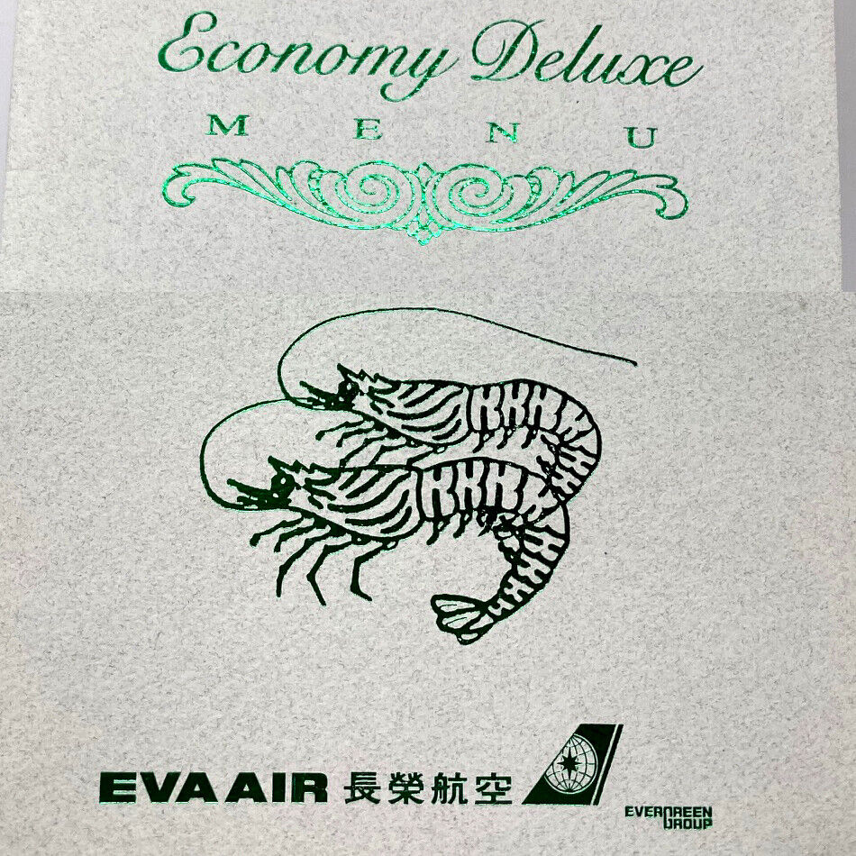 Vintage Eva Air Airline Economy Deluxe Menu Taipei Seattle New York Flight