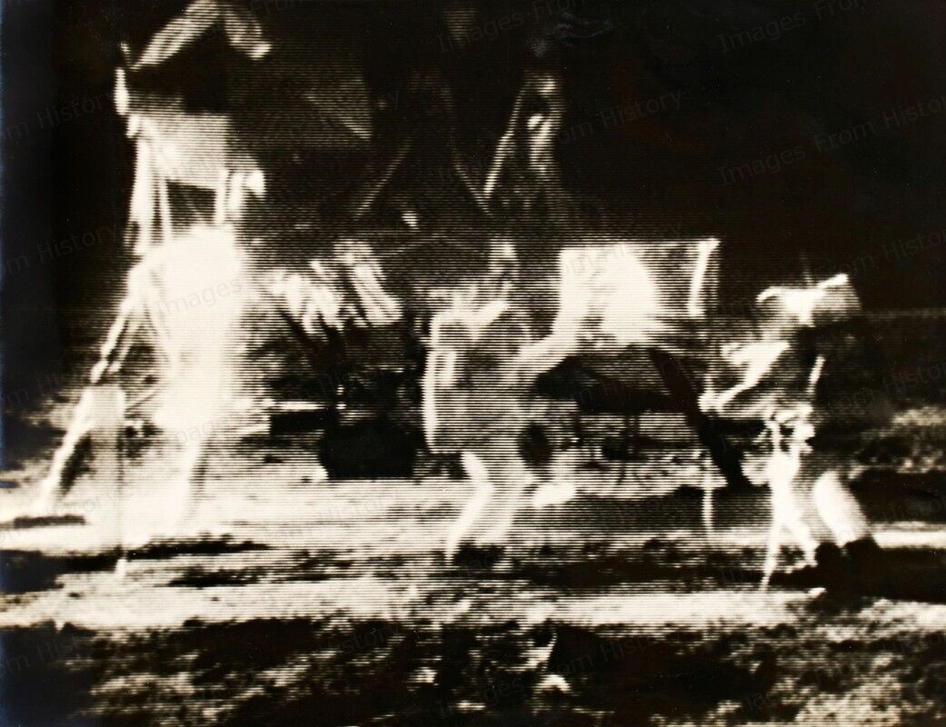8x10 Print NASA Apollo 11 Broadcast TV View Armstrong Aldrin Surface of Moon #AY