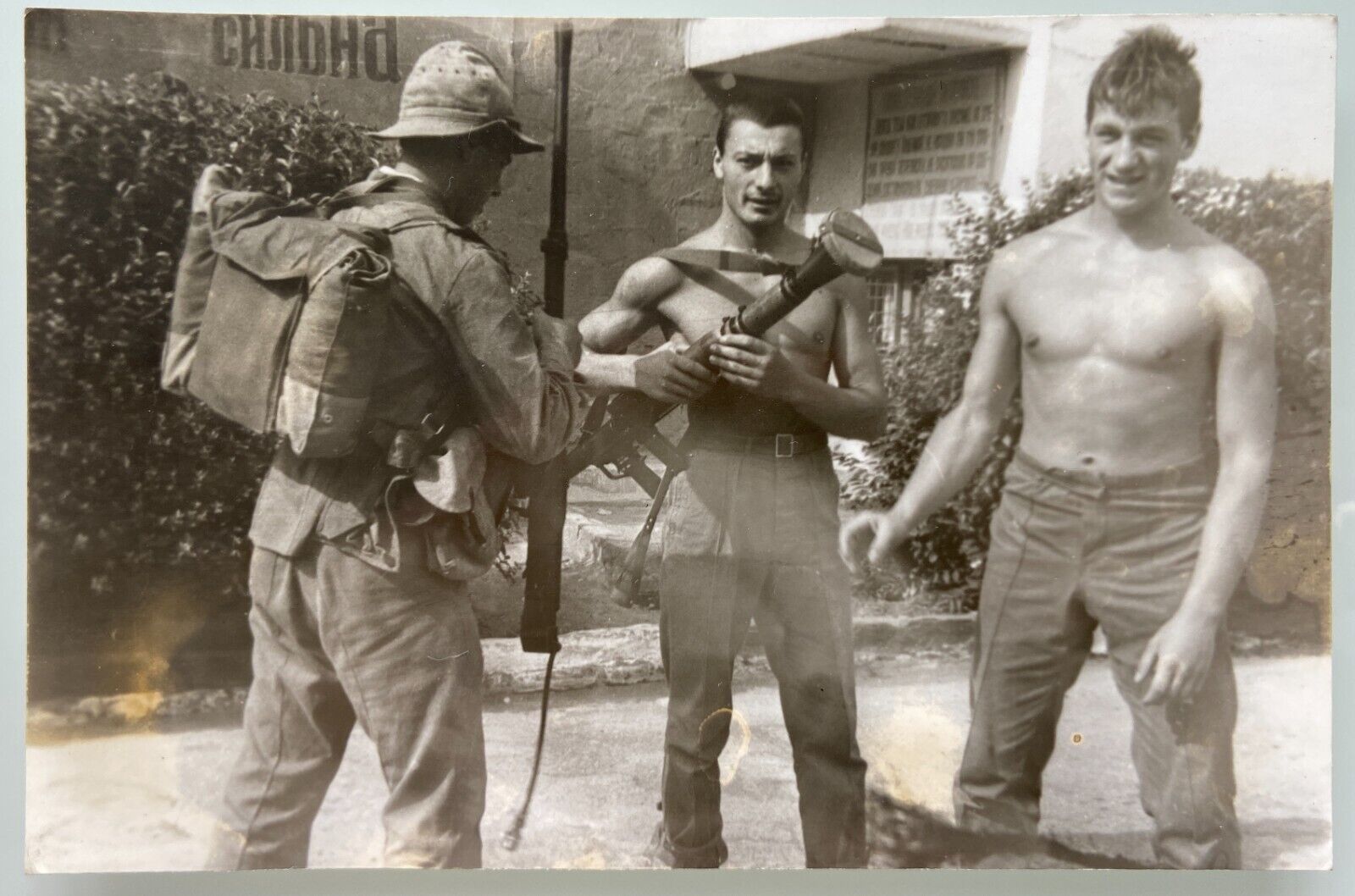 Shirtless Men Soldiers Beefcake Affectionate Guys Gay Interest Vintage Photo
