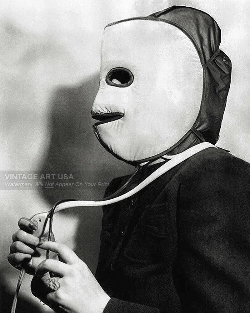 Vintage 1940s Face Warming Mask Photo - Weird Beauty Product Bizarre Odd Strange