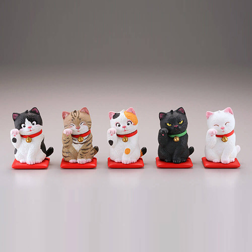 Kaiyodo Miniature Cube Mini Q Sato Kunio's Lucky Cat Full Set of 5 pieces