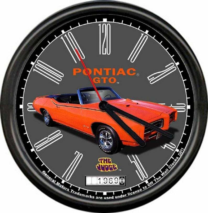 Licensed 1969 Pontiac GTO The Judge Orange Convertible General Motors Wall Clock