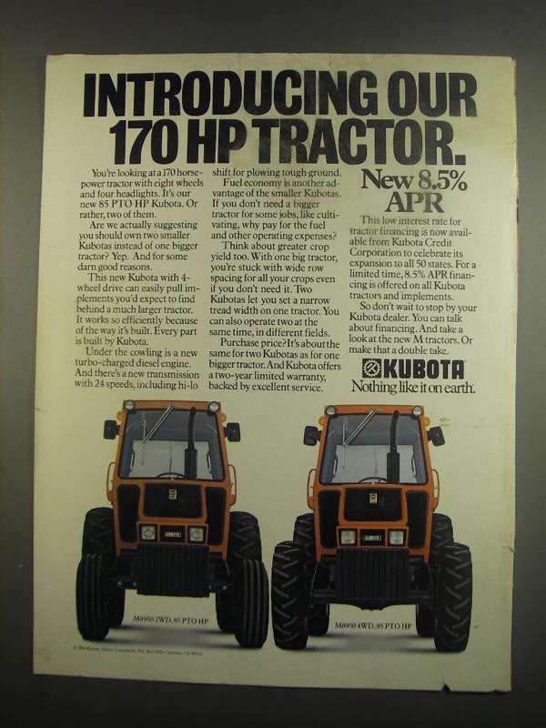 1984 Kubota M8950 Tractors Ad - Our 170HP
