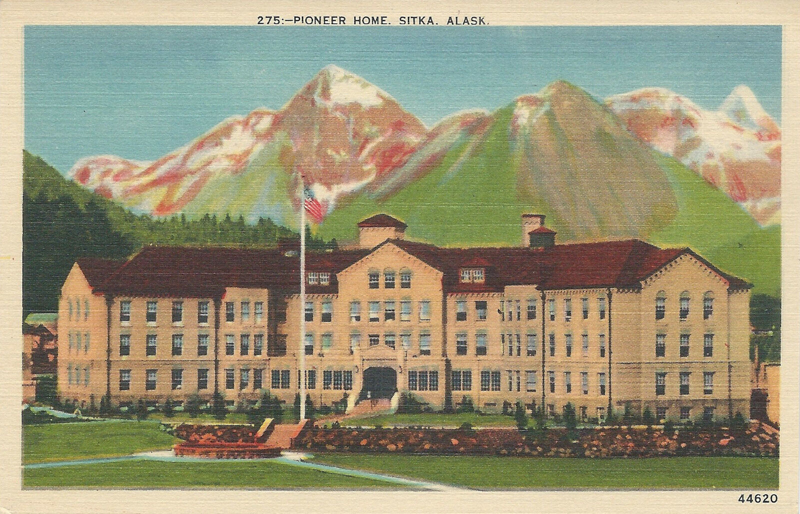 Pioneer Home, Sitka, Alaska, Early Linen Postcard, Unused