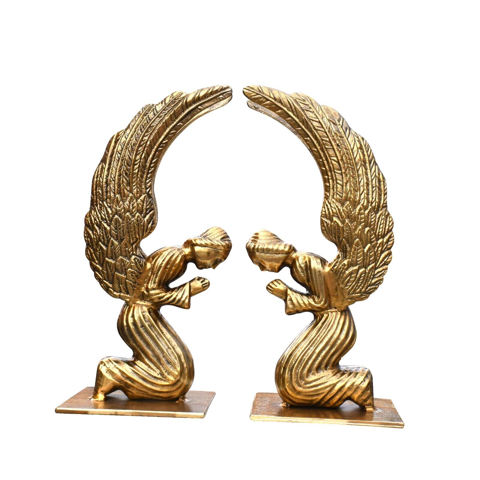 Holy Arc of Covenant Angel Statue Pair Sculpture With Big Wings Judaika