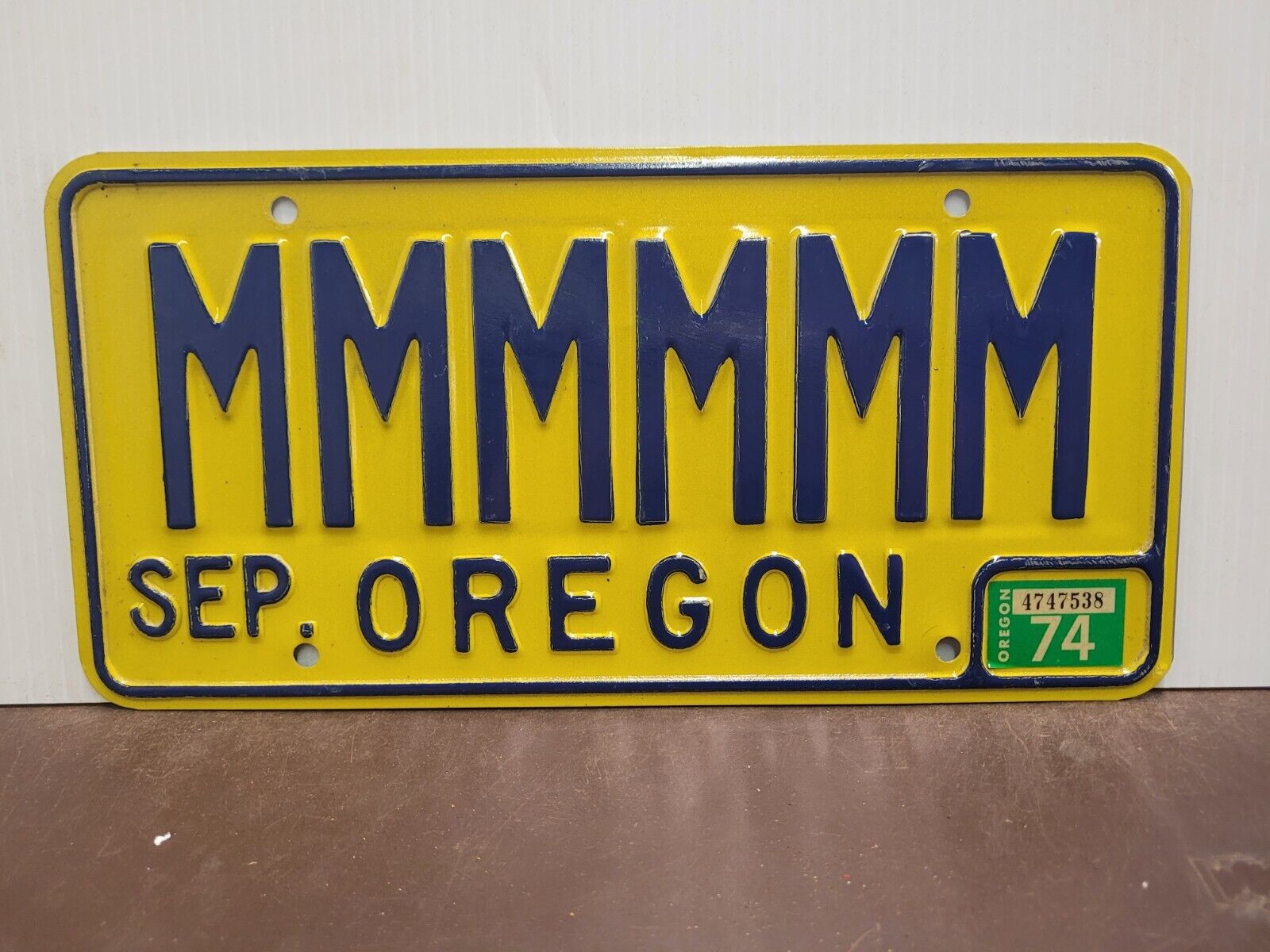 1974 Oregon vanity MMMMMM  License Plate Tag 