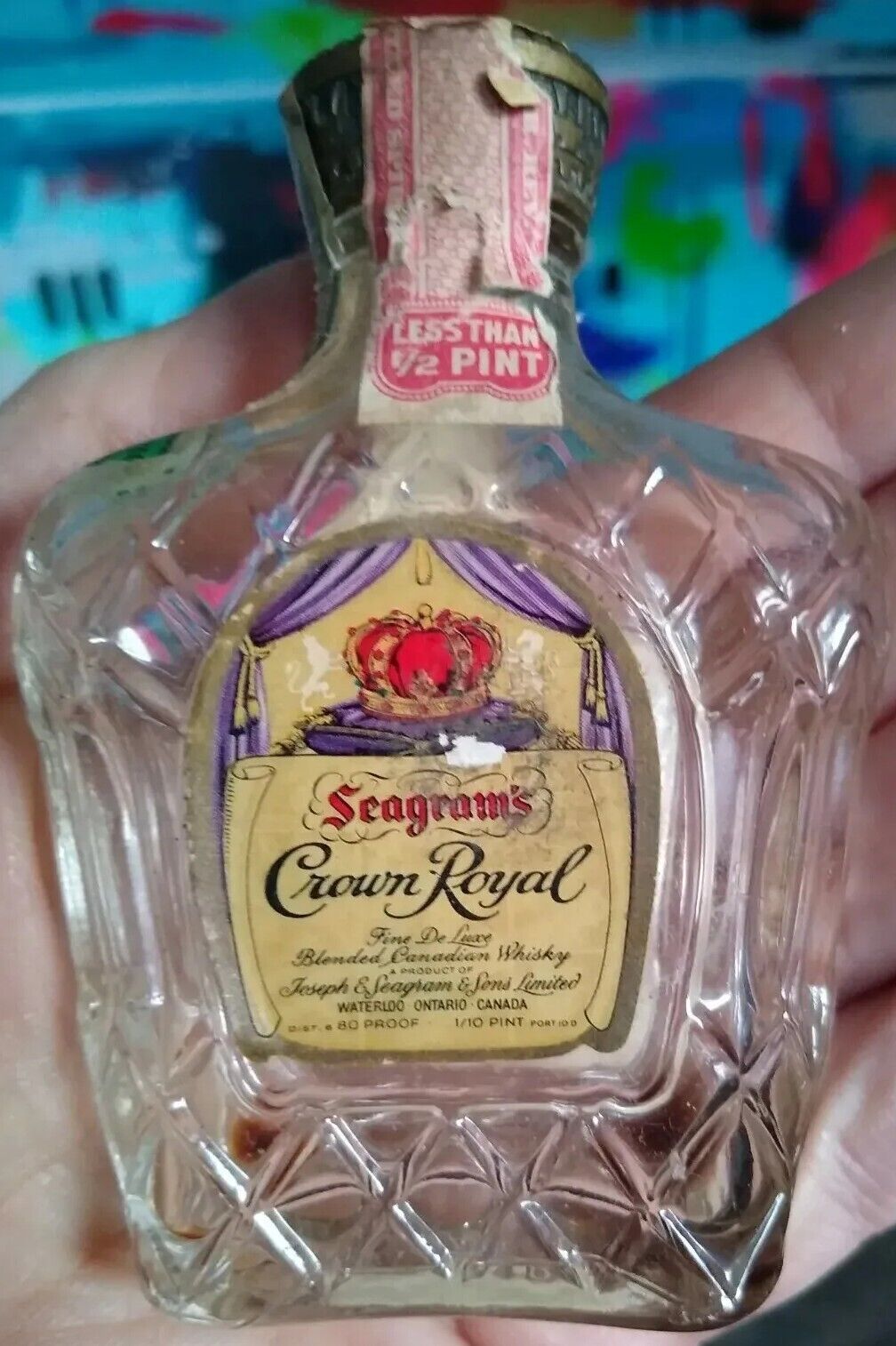 1961 Vintage mini Seagrams Crown Royal Alcohol Empty Bottle