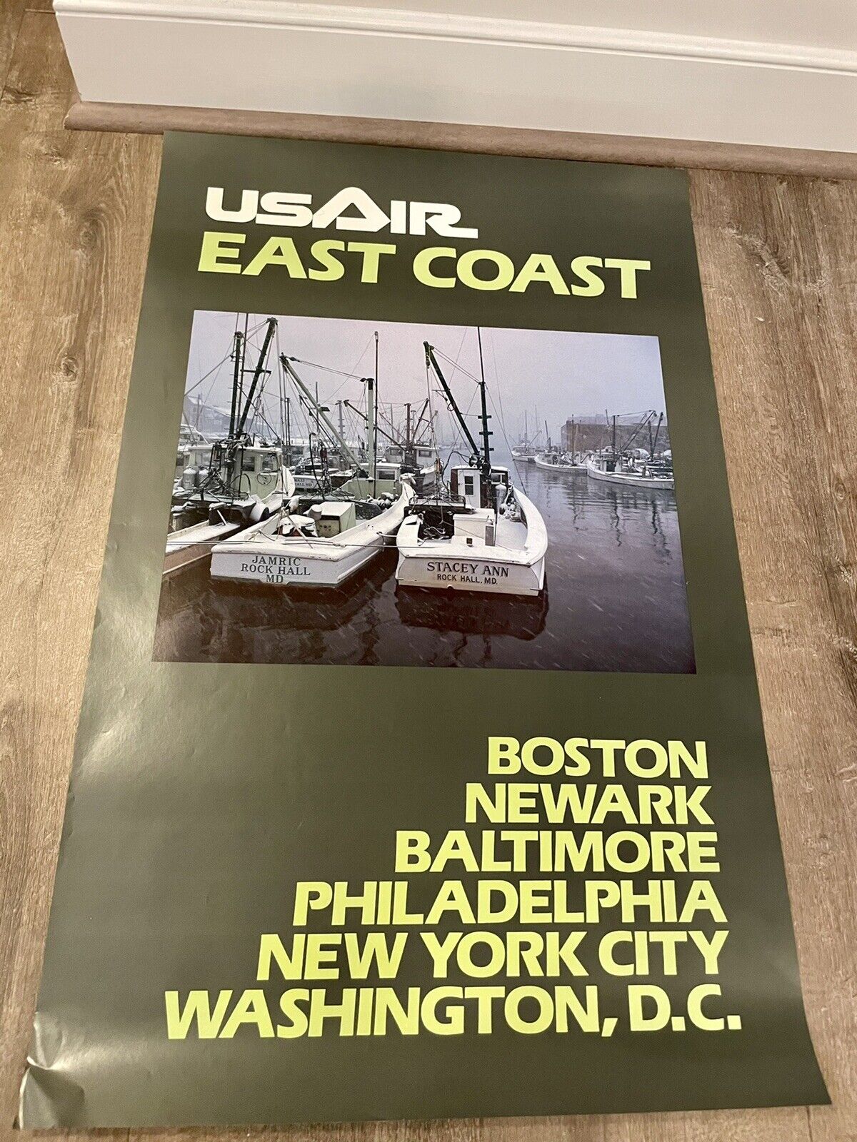 Vintage US AIR East Coast Poster 22” x 34 1/2”