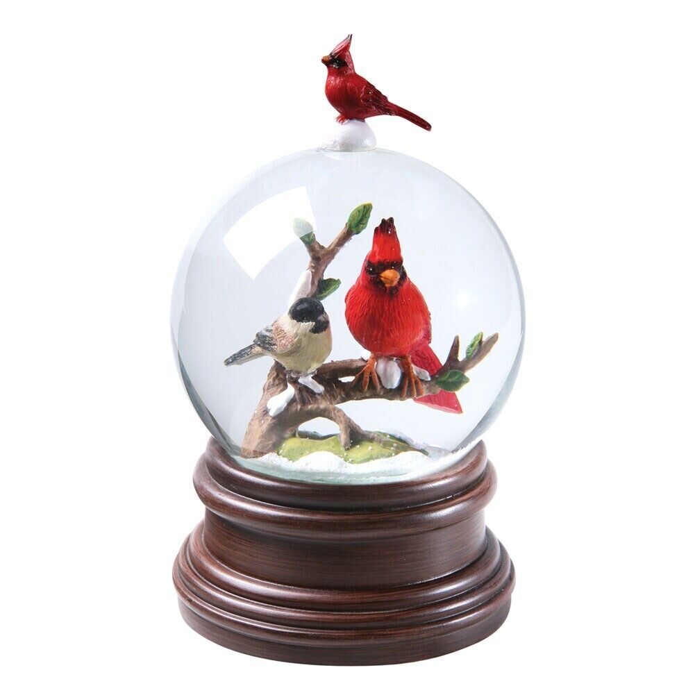 Red Bird Snow Globe -Winter Birds Musical Snowglobe Plays Pachelbel's Canon in D