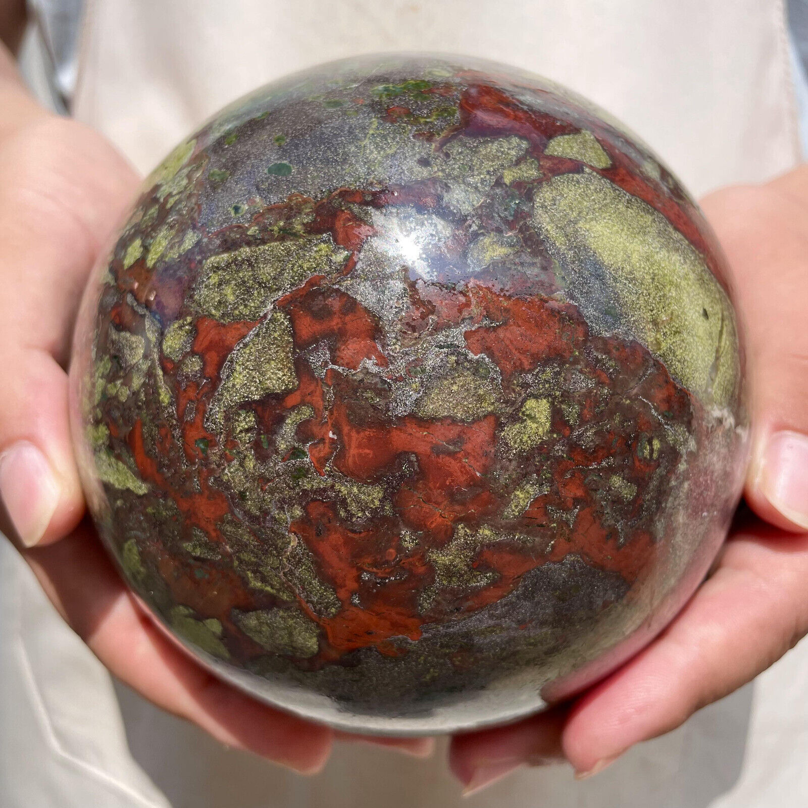 3120g Natural Dragon Blood Stone Sphere Quartz Crystal Mineral Reiki Healing