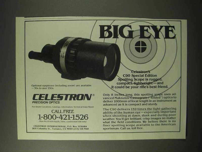 1984 Celestron C90 Special Edition Spotting Scope Ad - Big Eye