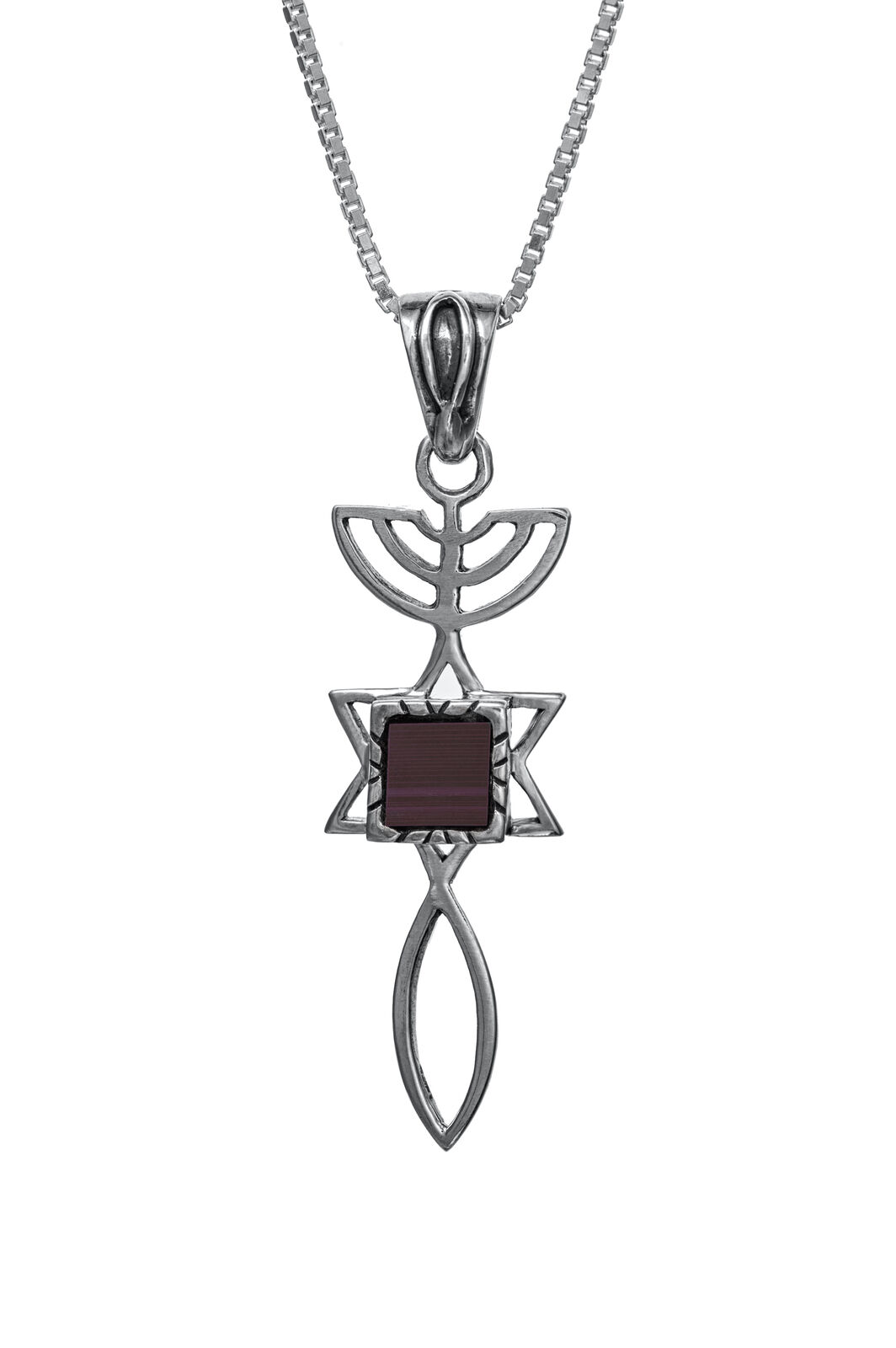 Jerusalem Nano Bible Torah Pendant with Messianic Symbol Necklace Silver 925