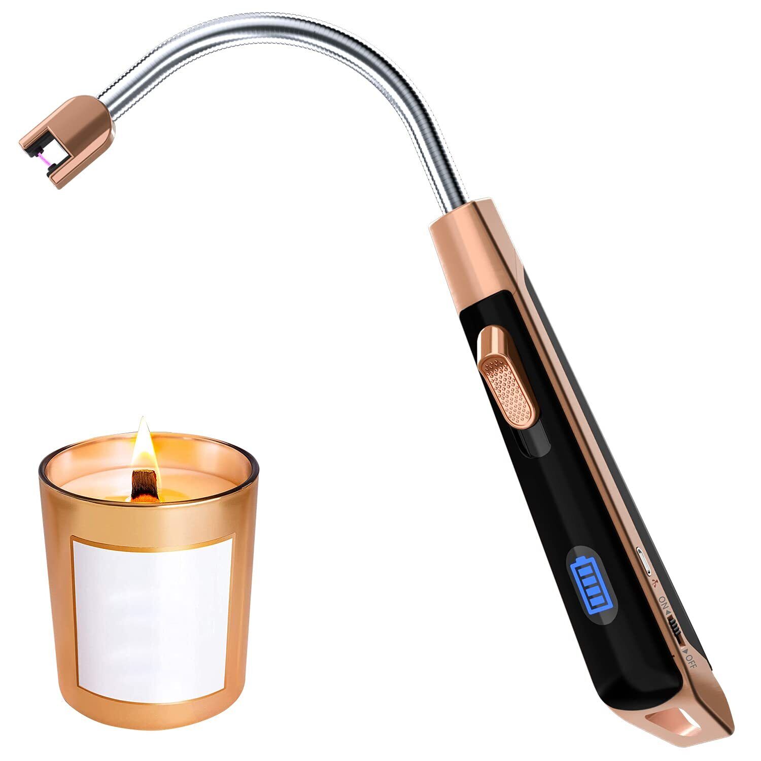 Candle Lighter Long Electric Lighter USB Rechargeable Flexible Lighter Windpr...