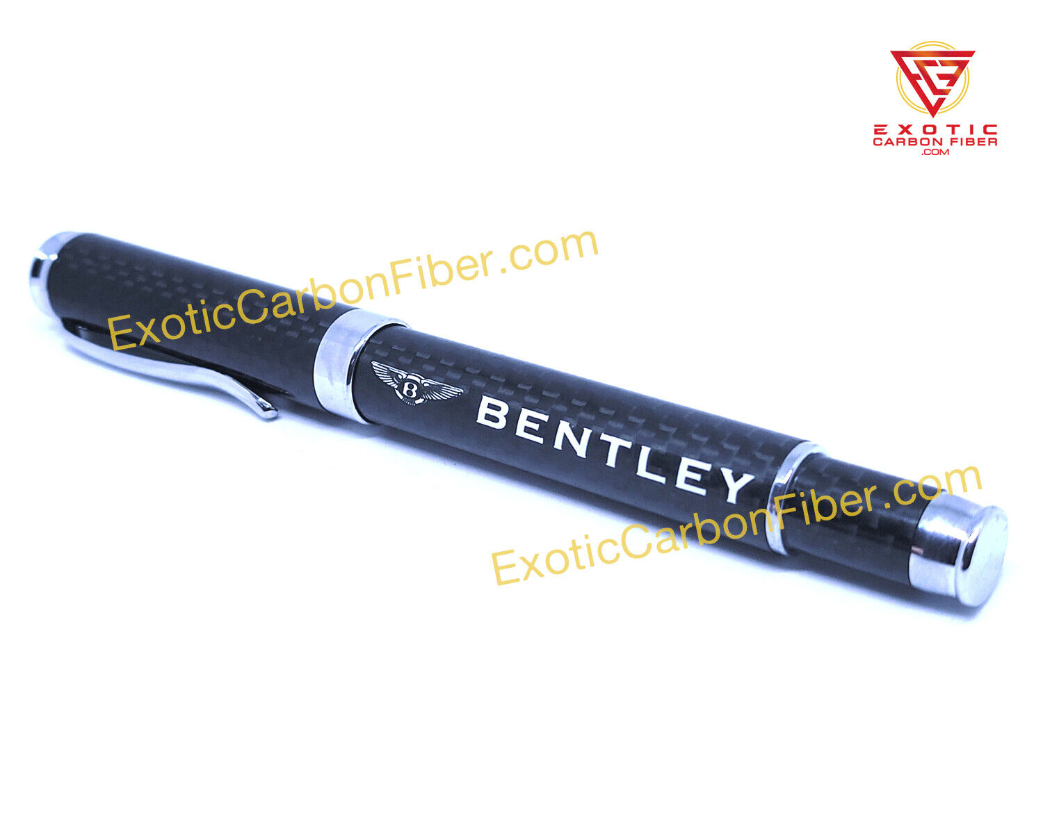 Bentley White Text and Logo Carbon Fiber Ballpoint Pen - Great Gift