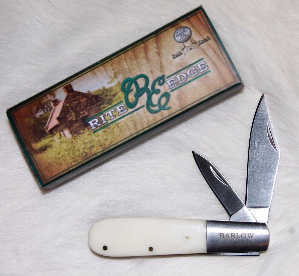 Beautiful Barlow Two Blade Pocket Knife Natural White Bone Handles - NEW - 23-BO